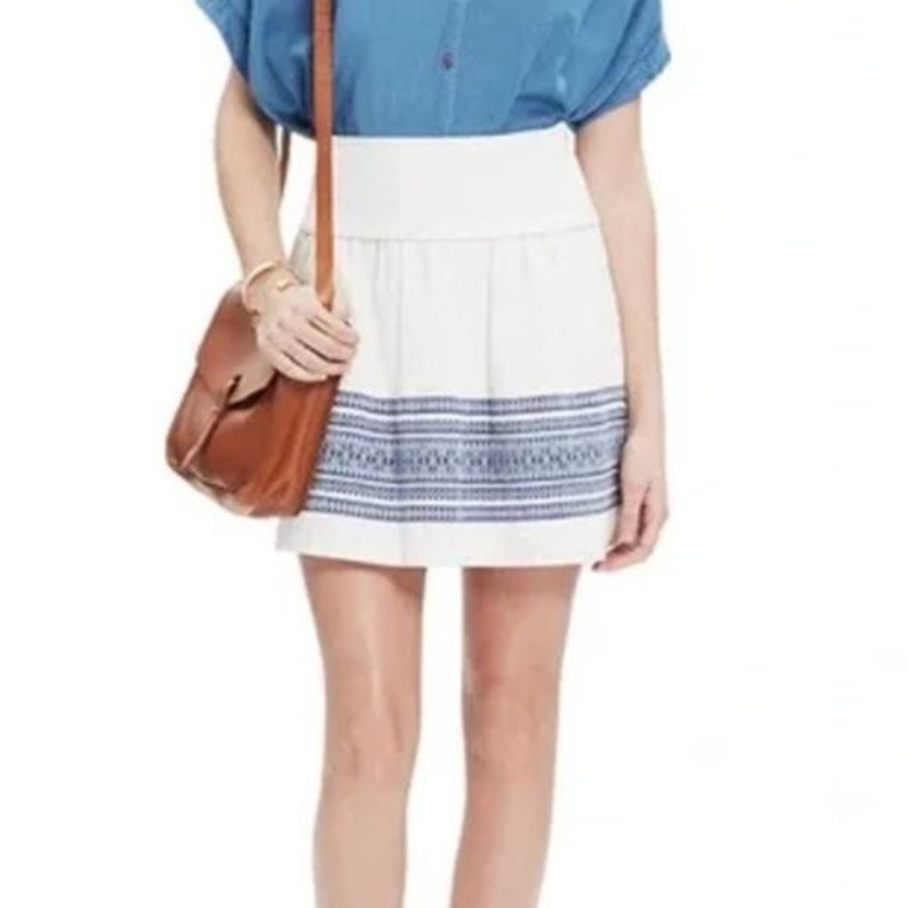 2/$25 🟣 Madewell White Cabana Jacquard Mini Skirt Textured Preppy Chic Size 2